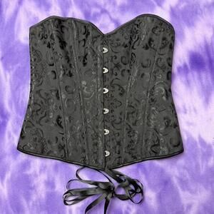 Black baroque pattern corset top goth whimsical cosplay
